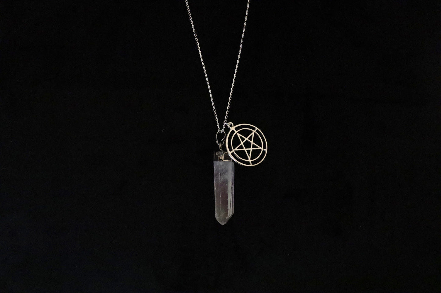Snow Quartz and Pentagram Necklace