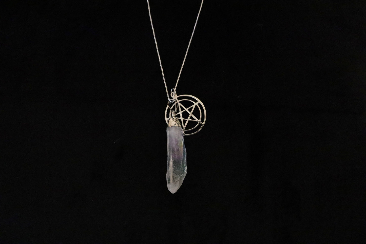 Snow Quartz and Pentagram Necklace