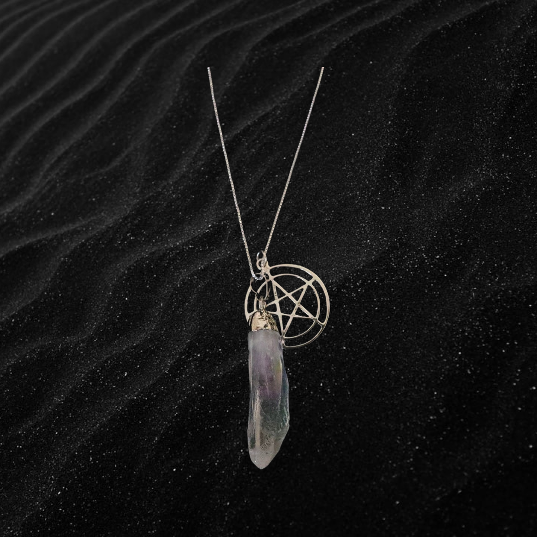 Snow Quartz and Pentagram Necklace
